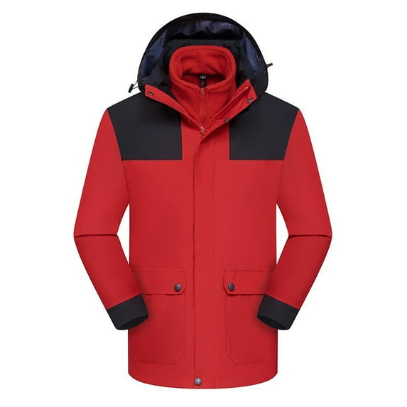 Njoeus Womens Mens Waterproof Ski Jacket Hooded 3-in-1 Windbreaker Winter Coat Fleeces Inner Hoodies Snow Coat for Outdoor Hiking M-6XL (Available in Plus Size)