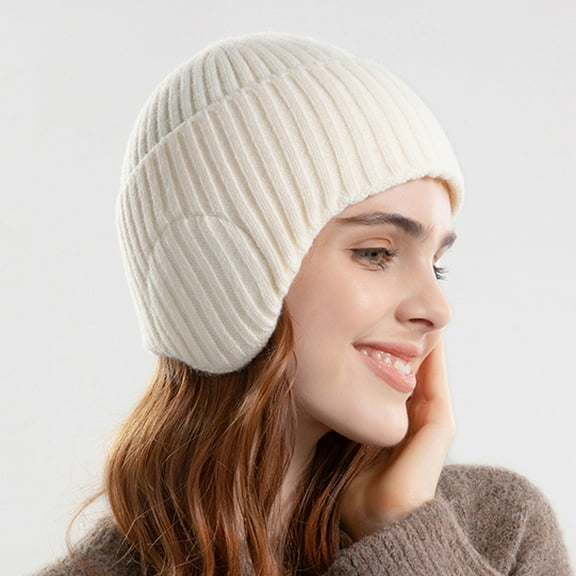 Njoeus Womens Mens Winter Beanie Hat Knit Earflap Hat Stocking Caps with Ears Flap Soft Skull Cap