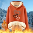 thumbnail image 1 of Njoeus Womens Oversized Hoodies Winter Warm Fleece Sweatshirts Long Sleeve Sherpas Lined Pullover Sweater Heart Printed Fall Outfits Christmas Gifts for Women Orange XL, 1 of 5