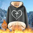 thumbnail image 1 of Njoeus Womens Oversized Hoodies Winter Warm Fleece Sweatshirts Long Sleeve Sherpas Lined Pullover Sweater Heart Printed Fall Outfits Christmas Gifts for Women Dark Gray XL, 1 of 5