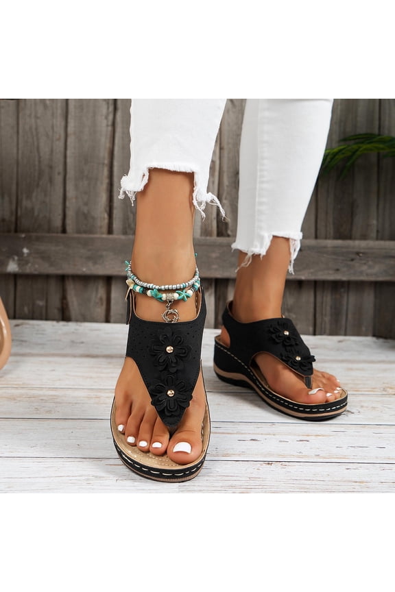 Womens Ridge Sling Wedges Sandals Flip Flops Orthopedic Platform Sandals Casual Walking Wedges