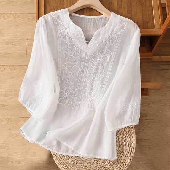 Njoeus Womens Shirts Going Out Tops for Women Tops for Women Linen Shirts for Women, Women's Casual Short Sleeve Round Neck Tops Summer Loose Tee Shirts Blouse Sexy Tops for Women On Clearance