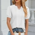 thumbnail image 1 of Njoeus Womens Short Sleeve V-Neck T Shirts Casual Loose Tunic Tops Summer Eyelet Tee Work Dressy Blouse S-XXL, 1 of 3