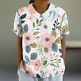 thumbnail image 1 of Njoeus Womens Summer Tops Blouses for Women Linen Shirts for Women, Women's Ladies Fashion Casual Cropped Short Sleeve Printing Cotton Loose Shirt Blouse Top T Shirts for Women Graphic On Clearance, 1 of 5