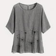thumbnail image 1 of Njoeus Womens Summer Tops Graphic Tees for Women Linen Shirts for Women, Women's Fashion Tees Casual Crew Neck Short Sleeve Loose T Shirt Ladies Tops Blouses Shirts Business Casual Tops for Women On C, 1 of 6