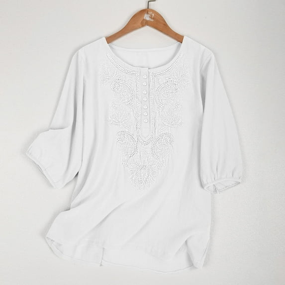 Njoeus Womens Summer Tops Shirts for Women Tops for Women Linen Shirts for Women, Women's Casual Short Sleeve Round Neck Tops Summer Loose Tee Shirts Blouse Tee Shirts for Women Plus Size On Clearance