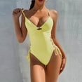 thumbnail image 1 of Njoeus Womens Swimsuits Swimsuit Women Multi Color Sexy Solid Color High Waist Conjoined Body Swimsuit Bikini Bathing Suits On Clearance, 1 of 6