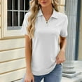 thumbnail image 1 of Njoeus Womens Tops, Black T Shirts Womens Collared V Neck Shirts Summer Short Sleeve Work Tops Loose Casual Tunic Blouses with Pocket S-XXL, 1 of 3