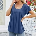 thumbnail image 1 of Njoeus Womens Tops Casual Round Neck Tunic Top Summer Ruffle Short Sleeve T Shirts for Women Basic Tees Loose Flowy Blouses S-XXL, 1 of 6