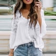 thumbnail image 1 of Njoeus Womens Tops Spring 2024, Women's Elegant Floral Lace Tunic Tops Plain Button Up T-Shirt Long Sleeve Office Work Chiffon Shirts Blouse, 1 of 5