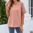 thumbnail image 1 of Njoeus Womens Tops Summer Chiffon Dressy Blouses Mesh Short Sleeve Tunic Tops Casual Round Neck T-Shirts Loose Work Tops S-XXL, 1 of 4