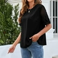 thumbnail image 1 of Njoeus Womens Tops Summer Chiffon Dressy Blouses Mesh Short Sleeve Tunic Tops Casual Round Neck T-Shirts Loose Work Tops S-XXL, 1 of 4