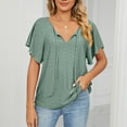 thumbnail image 1 of Njoeus Womens Tops Summer Tie V Neck T-Shirts Casual Ruffle Short Sleeve Tops for Women Trendy Eyelet Loose Blouses S-XXL, 1 of 8