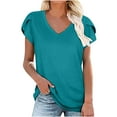 thumbnail image 1 of Njoeus Womens Tops V Neck Ruffle Sleeve Casual T-Shirts Summer Tunic Tops Loose Comfy Tee Work Dressy Blouse, 1 of 6