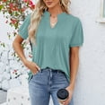 thumbnail image 1 of Njoeus Womens Tops V Neck Summer Tunic Tops Women Loose Puff Short Sleeve Pleated T-Shirts Casual Dressy Blouses S-XXL, 1 of 3