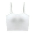 thumbnail image 1 of Njoeus Womens Tops Womens Tops Dressy Casual Crop Camisole Top for Women with Shelf Bra Basic Solid Sports Crop Cami Cotton Spaghetti Strap Cropped Tank Tops for Women Teen Girls Womens White Tank Top, 1 of 4