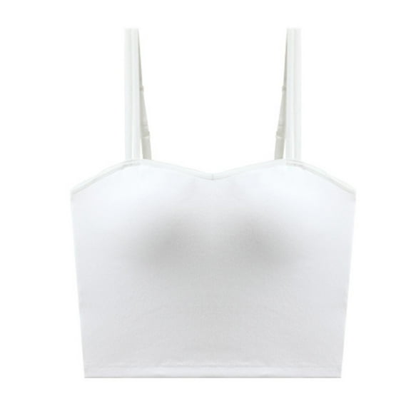 Njoeus Womens Tops Womens Tops Dressy Casual Crop Camisole Top for Women with Shelf Bra Basic Solid Sports Crop Cami Cotton Spaghetti Strap Cropped Tank Tops for Women Teen Girls Womens White Tank Top