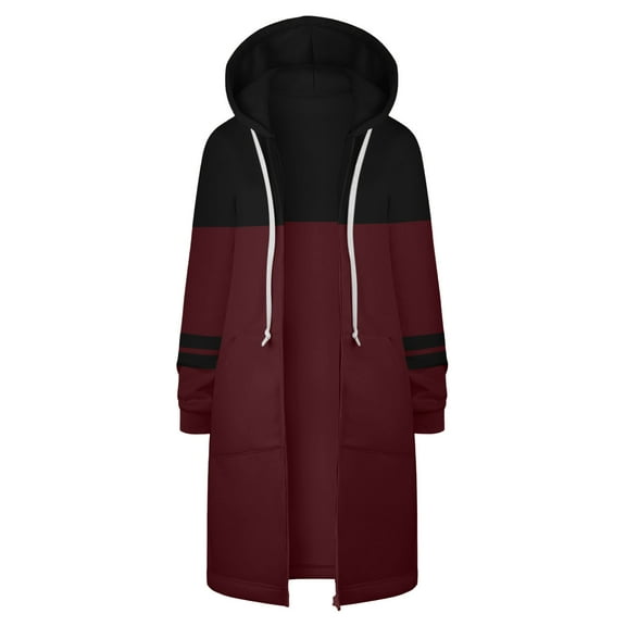 Njoeus Womens Zip Up Long Hoodies, Women Fall Long Sleeve Hooded Tunic Sweatshirt Loose Casual Lightweight Jacket with Pockets S-XXL