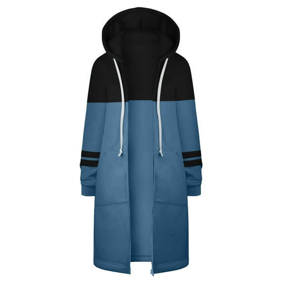 Njoeus Womens Zip Up Long Hoodies, Women Fall Long Sleeve Hooded Tunic Sweatshirt Loose Casual Lightweight Jacket with Pockets S-XXL