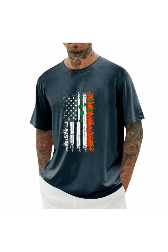 Work Shirts for Men American Flag Shirts Funny Graphic Patriotic Tees Independence Day Boys Shirts Short Sleeve Shirt Gym Workout Tops for Men Big & Tall 3X 4X 5X Navy Summer Savings