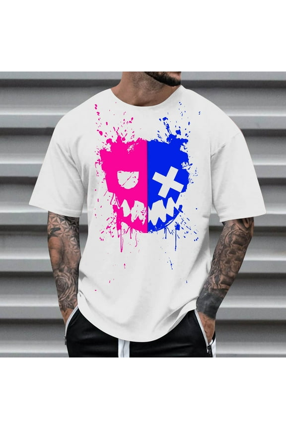 Workout Shirts For Men White Blouse Men'S Graphic T-Shirts Mens T Shirt Funny Graphic Novelty Tees For Guys Big & Tall Casual Short Sleeve Summer T-Shirt S-5Xl Fathers Day Shirts Summer Savings