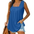 thumbnail image 1 of Njoeus Workout Tops for Women, Oversized Tshirts for Women women's Sleeveless Flowy Tank Top Pleated Neck Summer Loose T-Shirt Casual Tunic Tops Blouses S-XXL, 1 of 6