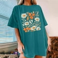 thumbnail image 1 of Njoeus Workout Tops for Women Shirts for Women Oversized Tshirts for Women Summer Floral Printed T Shirt Cute Flower Graphic Tees for Women Girls Loose Fitted Crew Neck Short Sleeve Casual Tunic Tops, 1 of 5
