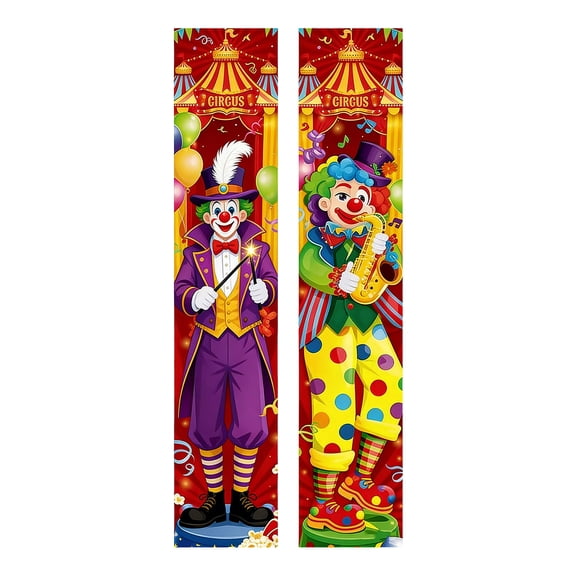 Njshnmn 2 X Clown Door Banner Carnival Decoration Circus Party Garland For Hanging Interesting Clown Hangings Home Window Door Hangings Carnival Party Decoration 180 X 30 Cm