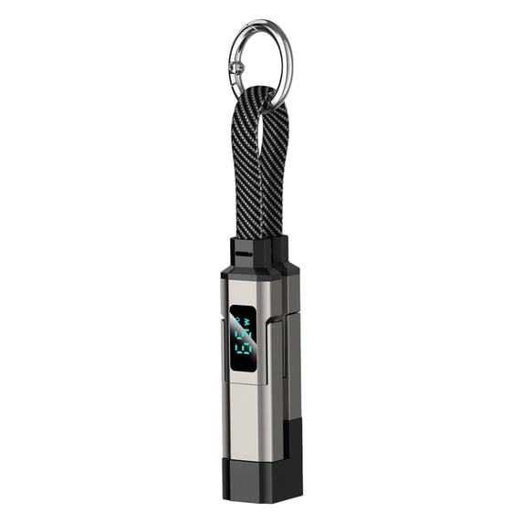 Njshnmn 4 in 1 USB C Keychain Charger Cable,65W Fast Charging Short Phone Lanyard Data Cable Light-ning/Type-C/USB-A/USB-C,Portable Charge Digital Display Cord A