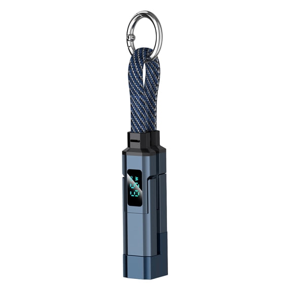 Njshnmn 4 in 1 USB C Keychain Charger Cable,65W Fast Charging Short Phone Lanyard Data Cable Light-ning/Type-C/USB-A/USB-C,Portable Charge Digital Display Cord D
