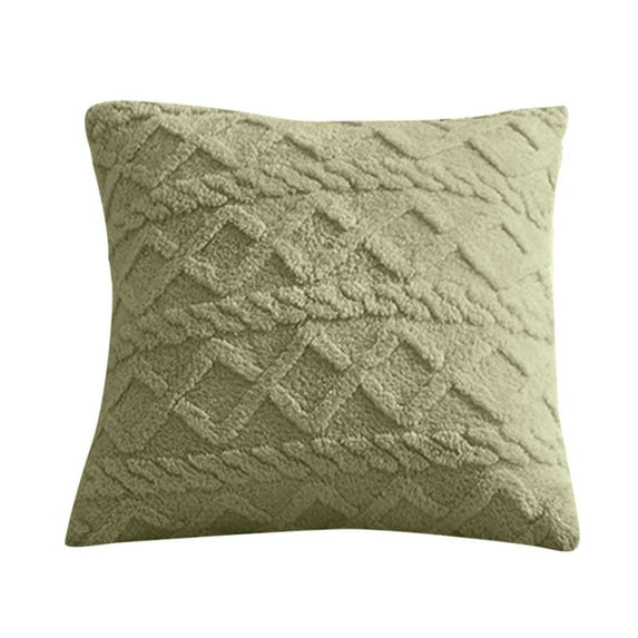 Njshnmn Plush Textured Diamond Stripe Square Outdoor Decorative Pillow Covers, 20" X 20", Green