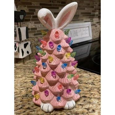 Njspdjh Pink Bunny Tree Easter Decorations For Indoor Spring Home Bedroom Office Décor Tabletop Bunny Rabbit Pink Tree