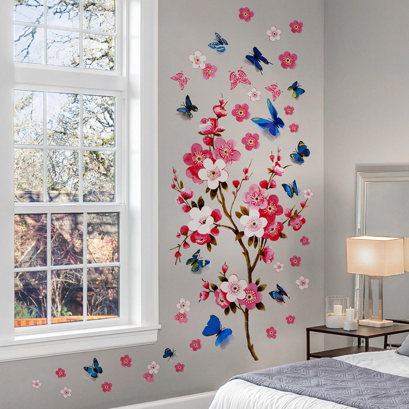 Njspdjh Pink Wall Stickers Removable DIY Background Wall Decal