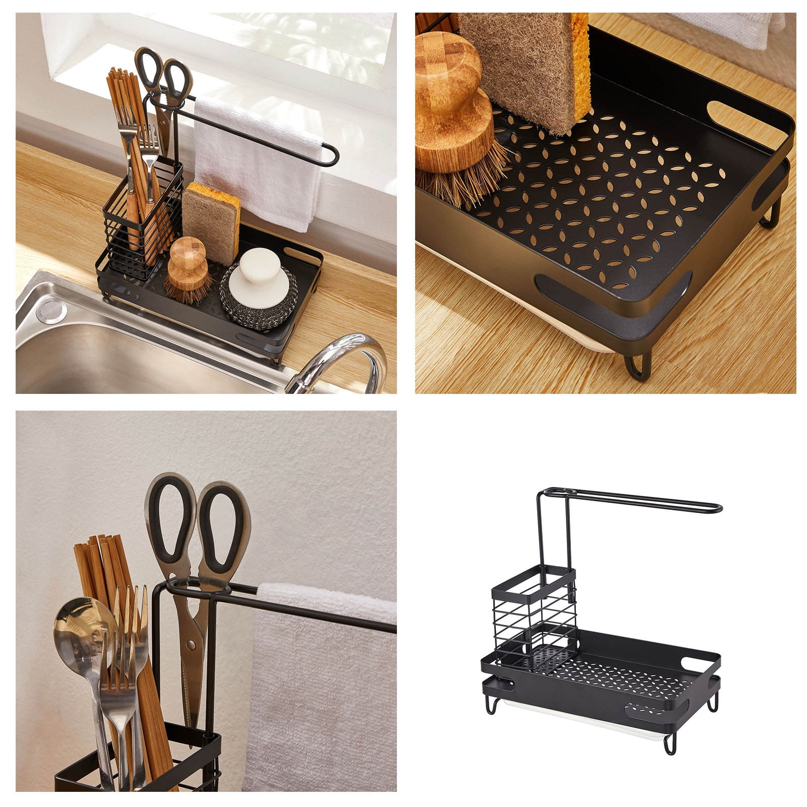 Njspdjh Sponge Holder Kitchen Sink Caddy Organizer Kitchen Sink Caddy ...