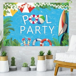 CL cooper life Pool Party Decoration Summer Beach Pool Party Backdrop and  Tablecloth Swimming Pool Party Supplies for Kids Hawaiian Pool Beach