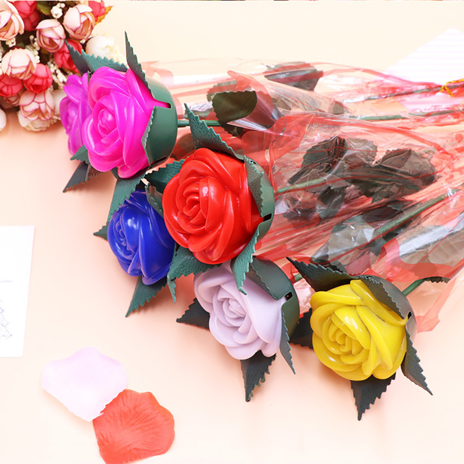 Njspdjh Valentine's Day Gift Roses Roses Colorful Electronic Glowing