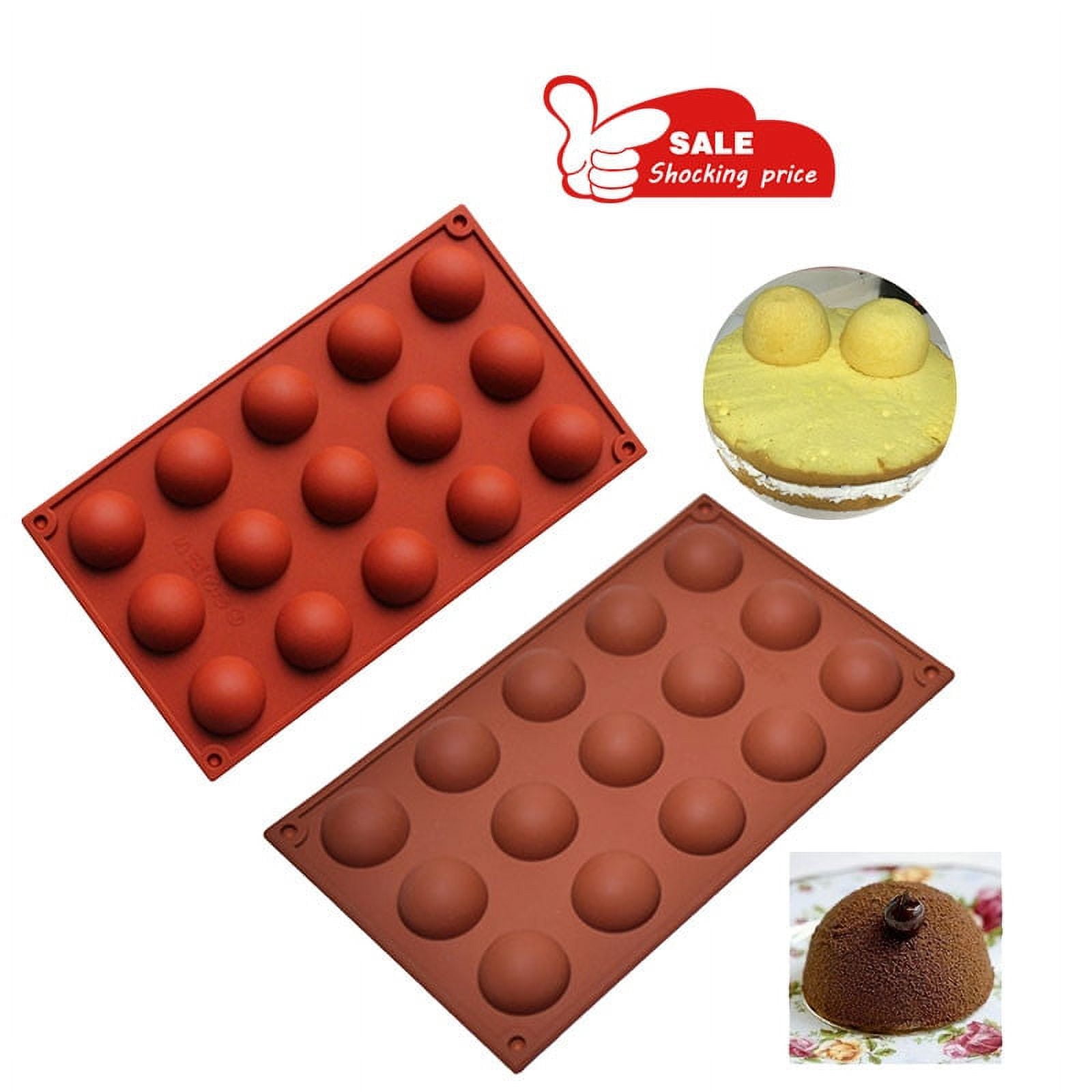 Njspdjh Yule Log Cake Pan Disposable Silicone 15 Cavity Half Ball Mould