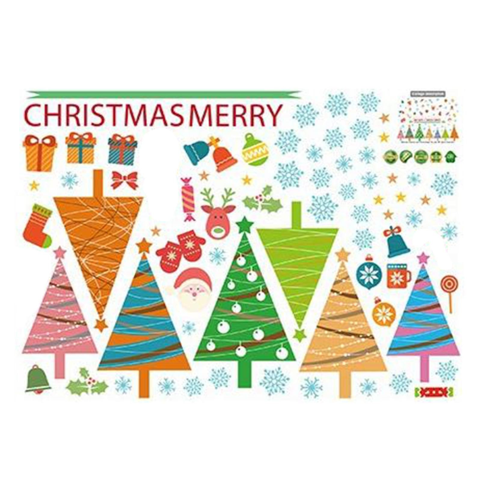 Njspdjh wall stickers Cartoon Christmas Storefront Glass Window Sticker
