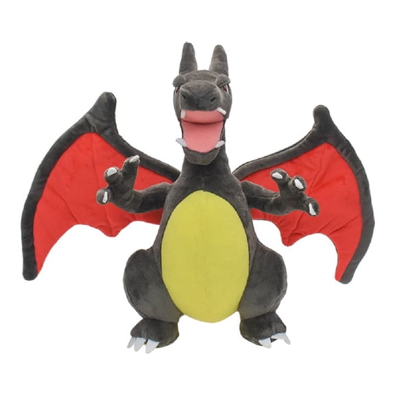 Njube 10 Inches Standing Shiny Fire Dragon Plush Black Doll Stuffed Animals Figure Soft Anime Collection New