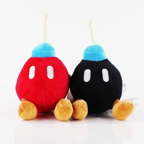 Njube 2Pcs Bob-omb Bomb Red Black Plush Set New 5.5 Incheses