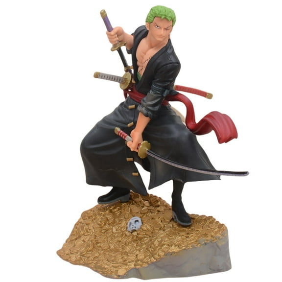 Njube Action Figures Gold treasure standing pose sitting Roronoa Zoro Figure Model Decoration Toys Home Decor Collectible Figurine 17cm/6.69inch