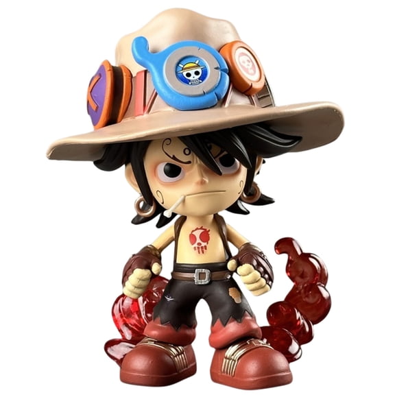 Njube Anime Character Q Version PortgasD Ace Figure Doll PVC Model Collection Desktop Decoration Statues Anime Gift Best Gift Toys