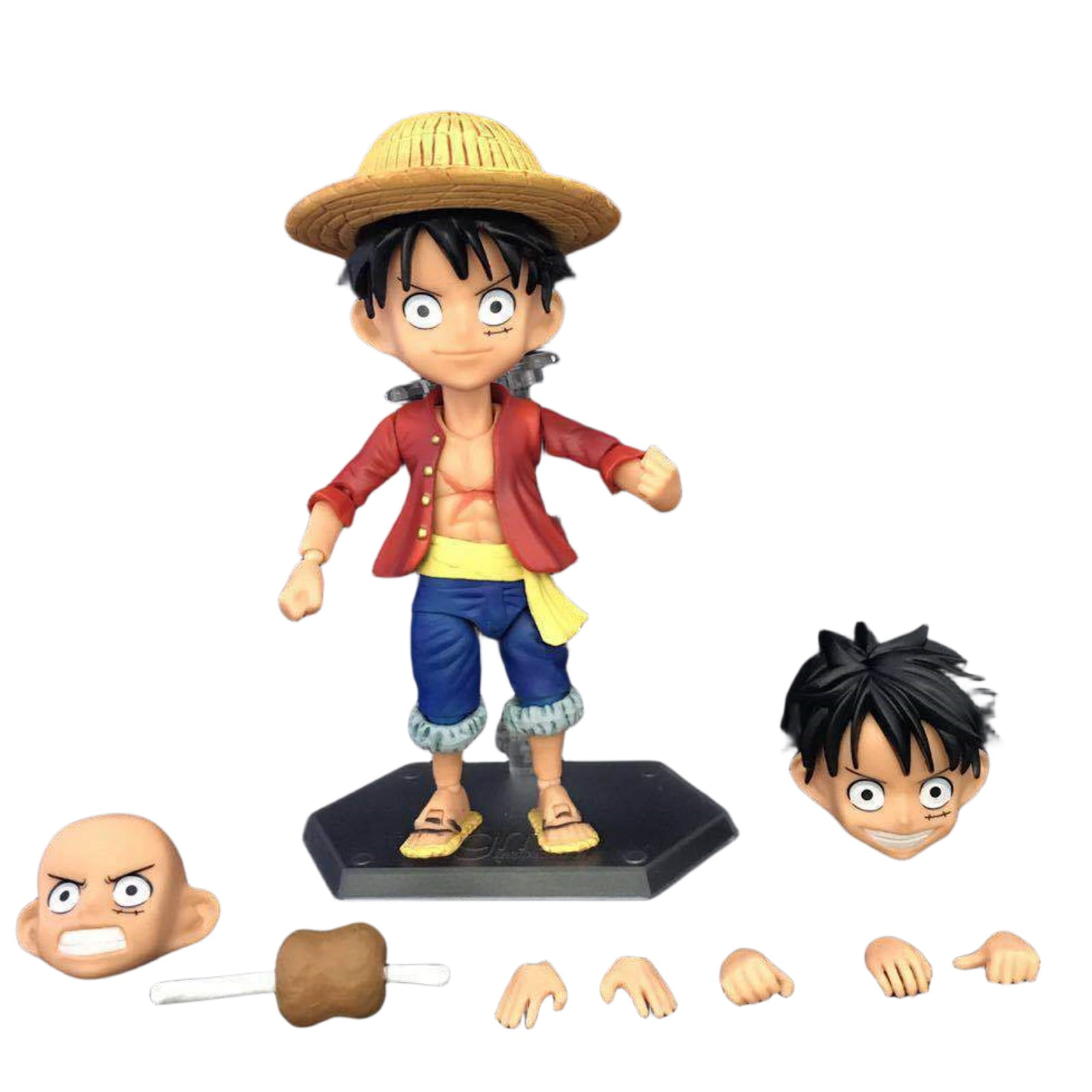 Njube Anime Character Q version can move Luffy Figure Doll PVC Model Collection Desktop Decoration Statues Anime Gift for Anime Fans