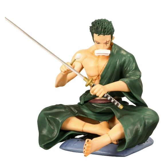 Njube Anime Character Wipe the knife while sitting Roronoa Zoro Figure Doll PVC Model Collection Desktop Decoration Statues Anime Gift Best Gift Toys