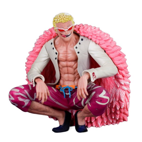 Njube Action Figure Anime Statue Birthday Gift PVC Donquixote Doflamingo FigureSquatting positionAction Figure Statue Model Desktop Decoration