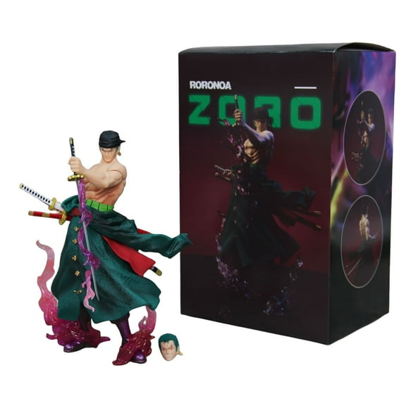 Njube Anime Character Interchangeable head Standing posture Roronoa Zoro Figure Doll PVC Model Collection Desktop Decoration Statues Anime Gift Best Gift Toys