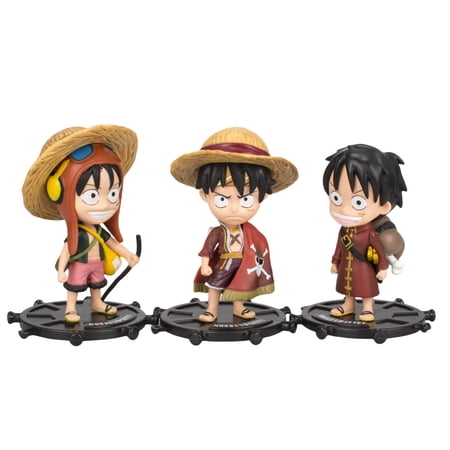 Njube Q Version Luffy Figure Statue ToysModel 4.72inch PVC Statue Desk Room Decoration Model Birthday Gifts(3PCS)