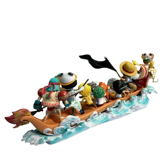 Njube Row a dragon boat Luffy Figure BROOK Figure Nami Figure And So On Figure PVC Action Figure Collection Home Decor Gift Model Toys Anime Figure 14.17 Inch