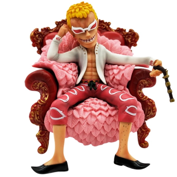 Njube Sofa Trumpet Donquixote Doflamingo Figure Anime Doll with Accessories Anime Character Model PVC Material Decoration Gift 5.51inch