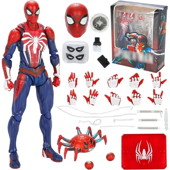 Njube Spider Mn Action Figures Doll Upgrade Suit Game Edition Doll Hand Office Aberdeen Decoration Model Painting Box Set for Fans 6-Inches